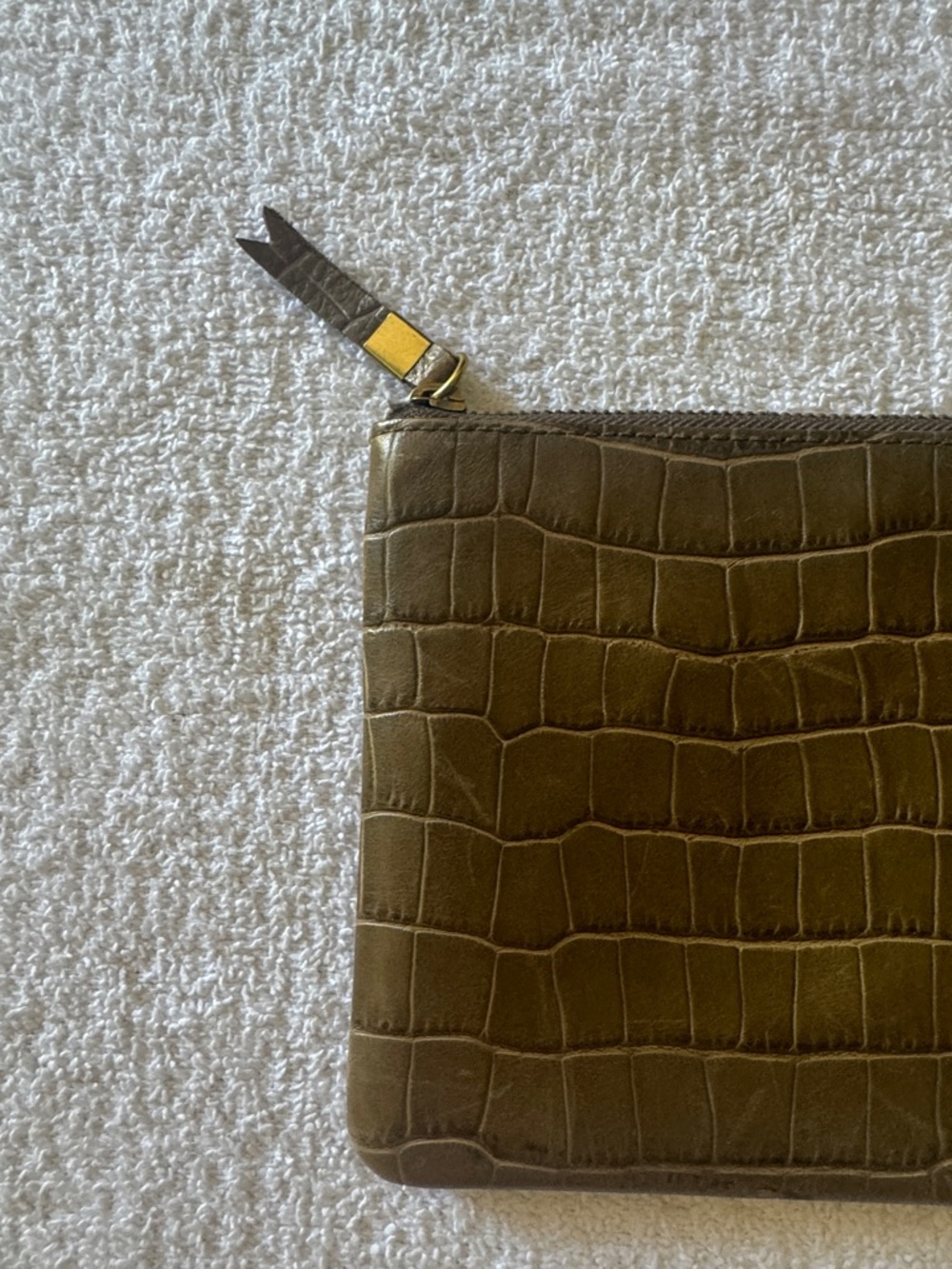 Madewell Croc Embossed Zip Pouch Wallet in Olive Green - Picture 7 of 12
